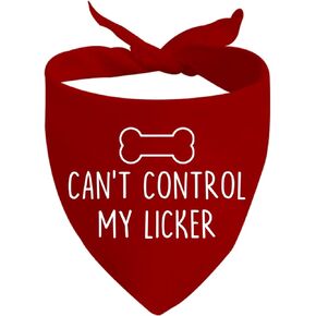 JXGZSO 1 Piece Can't Control My Licker Dog Bandana Pun Dog Scarf Gift for Dog Owner Funny Dog Bandana (My Licker D)