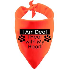 Pet Dog Cat Bandana Scarf I Am Deaf I Hear with My Heart Dog Bandana Handkerchief Scarf Tie On Special Needs Dog(Hear with My Heart)