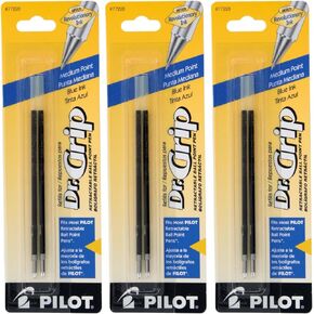 Pilot Better/EasyTouch/Dr Grip Retractable Ballpoint Pen Refills, 1.0mm, Medium Point, Blue Ink, Pack of 3