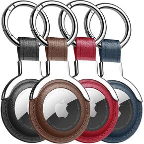MOLOVA Genuine Leather Air Tag Holder(4 Pack) Designed for Apple Airtags Keychains.Compact Design with Key Rings r for Added Convenience and Protective Casing for Airtag.(Multi-Cololor) in Kuwait