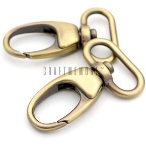 CRAFTMEMORE 2pcs Fat Swivel Snap Hook Metal Push Gate Lobster Clasps for Purse Bag Sewing Accessories SC34 (1 1/2 Inches, Brushed Brass)