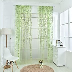 Norbi Willow Voile Tulle Room Window Curtain Sheer Voile Panel Drapes Curtain (Green B/39.4" X 106.3") …