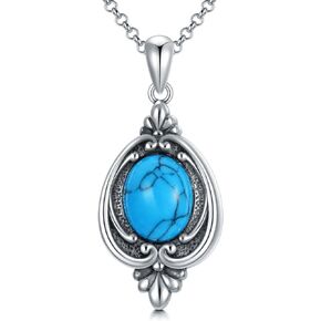PELOVNY Urn Necklaces for Ashes S925 Sterling Silver Western Turquoise Pendant Cremation Jewelry Memorial Gifts for Women Mom