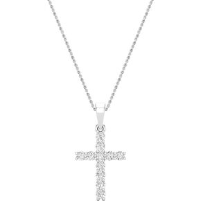 Dazzlingrock Collection Round White Diamond Classic Divine Cross of Jesus Pendant with 18 inch Chain for Women (Color I-J, Clarity I1-I3) in Gold