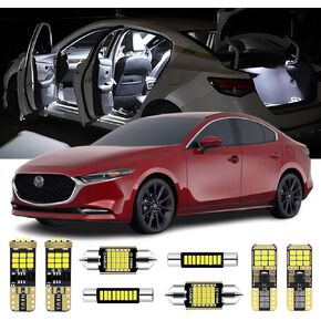 11 Pieces Interior LED Lights Kit for Mazda 3 Sedan Hatchback BL BM BN 2010 2011 2012 2013 2014 2015 2016 2017 2018 2019 2020 2021 2022 2023 LED Interior Bulbs + License Plate Lights, Install Tool