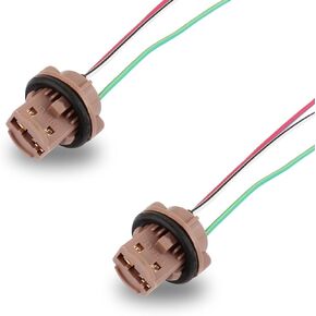 2 PCS Automotive 7443 LED Brake Light Lamp Holder, Plastic Female Adapter with Wire Harness,Socket Pigtail Harness Connector, Universal Brake Light Accessory for Cars (Multicolored)
