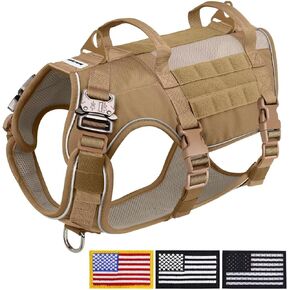 Forestpaw Upgraded Mesh Breathable Tactical Dog Harness,Reflective Military Dog Harness,No Pull Front Clip Service Dog Vest with 2 Handles,Adjustable Pet Vest for Medium Large Dogs(RO-M)