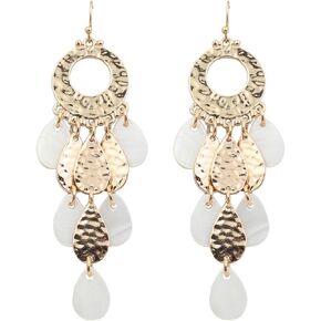 Drop Beaded Earrings for Women Dangle Colorful Shell Beads Earring Hammered Long Cute Teardrop Earrings for Teen Girl