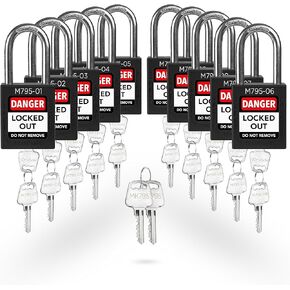 TRADESAFE Lockout Tagout Locks Set with Master Keys - 10 Black Loto Locks Keyed Different, 2 Keys Per Lock, Lockout Locks for Electrical Lockout Tag Out Kits