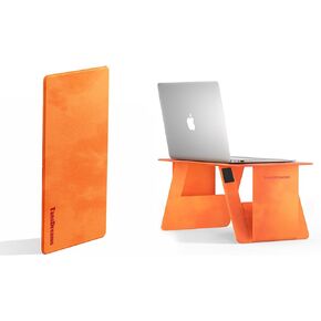 مكتب سرير كمبيوتر محمول قابل للطي، مكتب FansDreams Pi Lap Desk قابل للطي، مكتب محمول، طاولة صغيرة خفيفة الوزن للدراسة، مكتب السفر، يمكن طيه بنصف مع مساحة تخزين داخلية (برتقالي، قياسي)