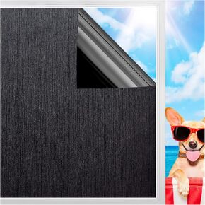 Coavas Blackout Window Film Light Blocking: 100% Black Out Window Thermal Film Static Cling Window Cover for Glass, Sun Blocking Dark Window Tint Stickers for Home Privacy No Glue, 29.5 x 118.1 Inch