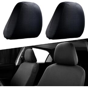 2 PCS Car Seat Headrest, Breathable Car Headrest Cover, Car Seat Headrest Cover, Dustproof Decorative Accessory, Full-Surround Headrest Covers for Cars (Black)