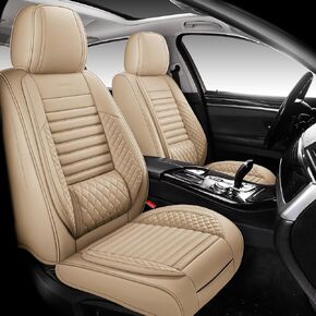 Full Coverage Full Set Waterproof Leather Car Seat Covers with Lumber Support and Airbag Compatible Universal Fit for Most SUVs, Trucks,and Sedans with 5 Seats in Automotive Seat Covers