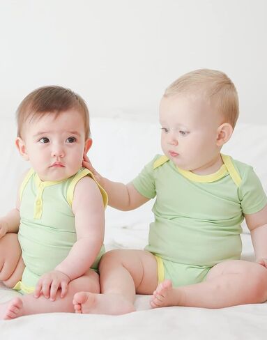 VAENAIT BABY 2-Pack Infant Toddler Boy Girl Short-Sleeve + Sleeveless Tanktop Bodysuits Set in Saudi Arabia