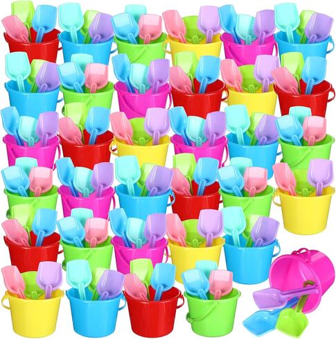 Jerify 96 Pcs 6.3 Inch Plastic Beach Pails Sand Buckets and Sand Shovels Set with 48 Pcs Beach Pails Buckets 48 Pcs Shovels Toys(Ocean Animals) in Kuwait