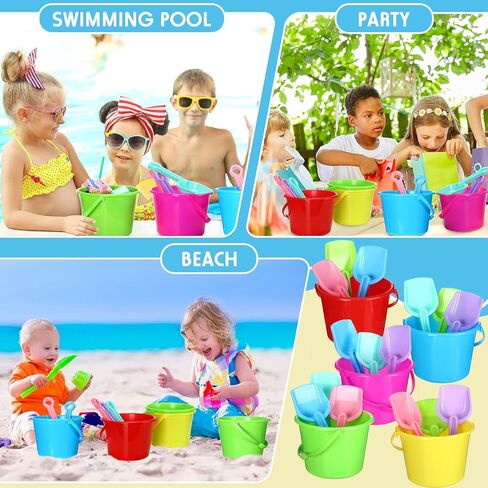 Jerify 96 Pcs 6.3 Inch Plastic Beach Pails Sand Buckets and Sand Shovels Set with 48 Pcs Beach Pails Buckets 48 Pcs Shovels Toys(Ocean Animals) in Kuwait