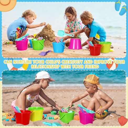 Jerify 96 Pcs 6.3 Inch Plastic Beach Pails Sand Buckets and Sand Shovels Set with 48 Pcs Beach Pails Buckets 48 Pcs Shovels Toys(Ocean Animals) in Kuwait