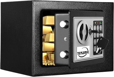 TENAMIC Safe Box 0.23 Cubic Feet Electronic Digital Security Box, Keypad Lock Box Cabinet Safes, Solid Alloy Steel Office Hotel Home Safe, Black in Saudi Arabia