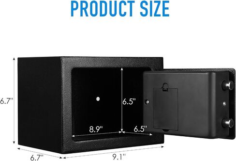 TENAMIC Safe Box 0.23 Cubic Feet Electronic Digital Security Box, Keypad Lock Box Cabinet Safes, Solid Alloy Steel Office Hotel Home Safe, Black in Saudi Arabia
