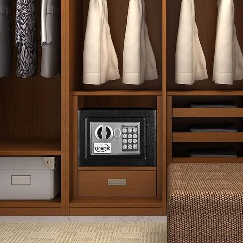 TENAMIC Safe Box 0.23 Cubic Feet Electronic Digital Security Box, Keypad Lock Box Cabinet Safes, Solid Alloy Steel Office Hotel Home Safe, Black in Saudi Arabia