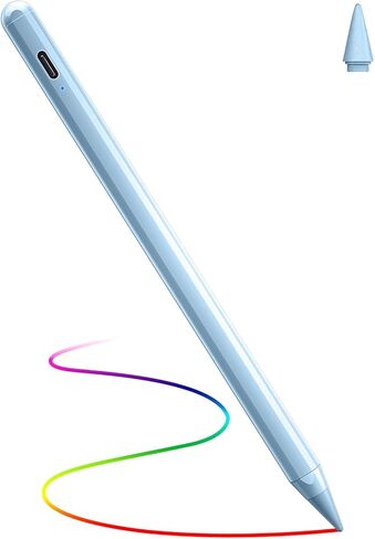 قلم DTTO لجهاز Apple iPad 10th/9th/8th/7th/6th Generation، Pro 11 بوصة، Pro 12.9 بوصة 6th/5th/4th Gen، Mini 6th/5th Gen، iPad Air 5th/4th/3rd Gen، رفض النخيل ، أزرق in Kuwait