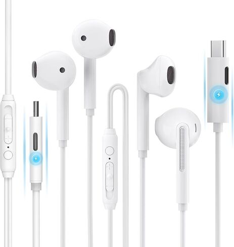 USB C Headphones Wired for iPhone 15 Pro Max Plus iPad Air Mini MacBook, Add Charging Port, Type C Earbuds for Lenovo Dell HP Samsung S23 S22 S21 S20 Google Pixel 8 7 6 5 4 3 2 XL in Saudi Arabia