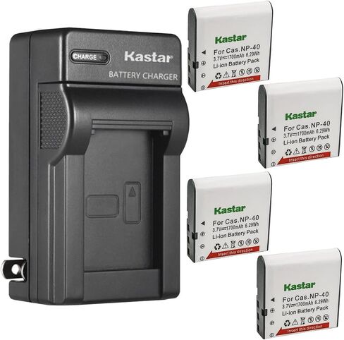 Kastar 4-Pack NP-40 Battery and AC Wall Charger Replacement for Minolta MND50 48 MP / 4K Ultra HD, Minolta MN40WP 48MP Dual Screen Waterproof Camera, Minolta MN53Z 16MP 53X Optical Zoom Bridge Camera in Saudi Arabia