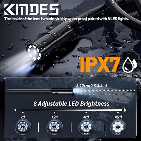 Endoscope Camera with Light, Borescope Camera with Screen, 1080P HD Snake Camera with 8 LED Lights, IPX7 Waterproof Handheld Endoscope, 16.5FT Semi-Rigid Bore Scope Gadgets for Men(4.3') in Kuwait
