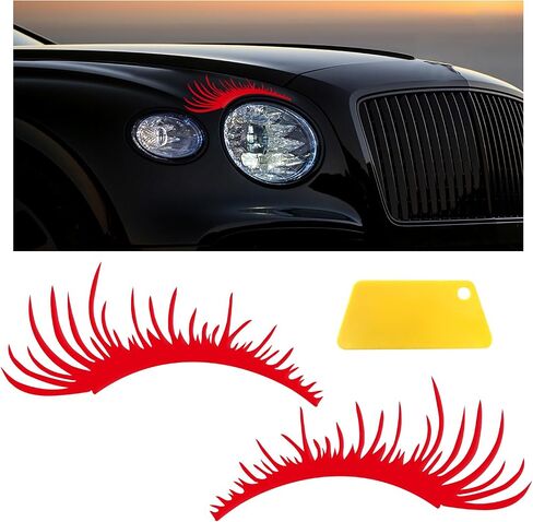 2 PCS Car Headlight Eyelash Stickers, Cute Fake Eyelash Bumper Window Decal, Waterproof Auto Body Sticker, Universal Vehicle Exterior Decoration Accessories for Car SUV Truck (Black) in Saudi Arabia