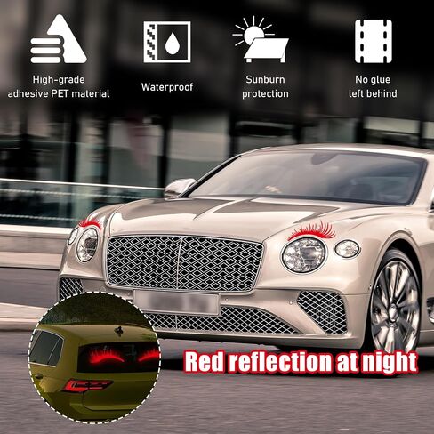 2 PCS Car Headlight Eyelash Stickers, Cute Fake Eyelash Bumper Window Decal, Waterproof Auto Body Sticker, Universal Vehicle Exterior Decoration Accessories for Car SUV Truck (Black) in Saudi Arabia