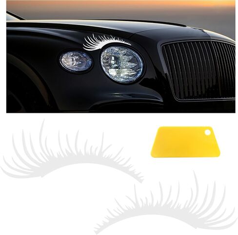 2 PCS Car Headlight Eyelash Stickers, Cute Fake Eyelash Bumper Window Decal, Waterproof Auto Body Sticker, Universal Vehicle Exterior Decoration Accessories for Car SUV Truck (Black) in Saudi Arabia