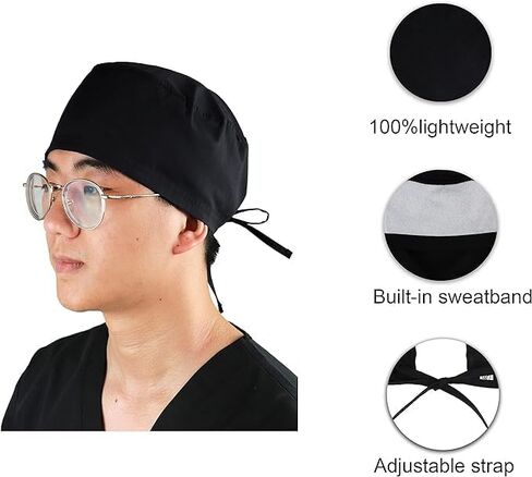 Scrub Cap Unisex Tie Back Men Working Cap Cotton Sweatband for Women Doctor Hat and Nurse Hat Adjustable Surgical Cap in Saudi Arabia