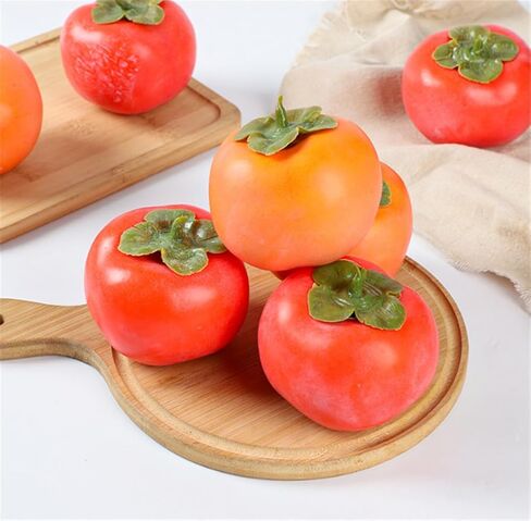 4PCS Artificial Persimmon Fruit Fake Simulation Realistic Fruit for Decoration Display Props Mixed in Saudi Arabia