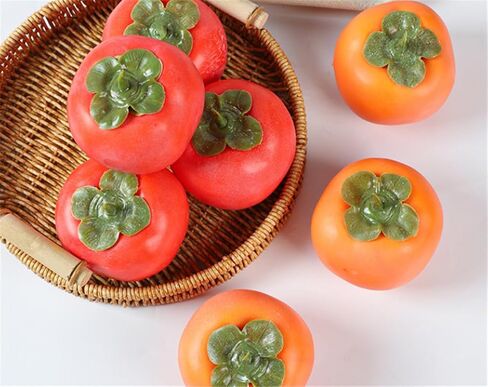 4PCS Artificial Persimmon Fruit Fake Simulation Realistic Fruit for Decoration Display Props Mixed in Saudi Arabia