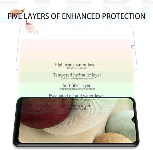 واقي شاشة زجاجي شفاف عالي الدقة لهاتف Galaxy A12 + واقيات عدسة الكاميرا من YEYEBF، [عبوتان + 2] [زجاج ثلاثي الأبعاد] [خالي من الفقاعات] [مضاد للوهج] زجاج واقي شاشة لهاتف Samsung Galaxy A12 in Kuwait