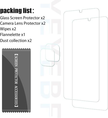 واقي شاشة زجاجي شفاف عالي الدقة لهاتف Galaxy A12 + واقيات عدسة الكاميرا من YEYEBF، [عبوتان + 2] [زجاج ثلاثي الأبعاد] [خالي من الفقاعات] [مضاد للوهج] زجاج واقي شاشة لهاتف Samsung Galaxy A12 in Kuwait