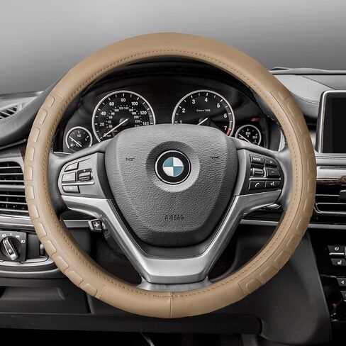 FH Group FH2006BEIGE Universal Fit Microfiber Embossed Leather Beige Steering Wheel Cover fits most Cars, SUVs, and Trucks in Saudi Arabia