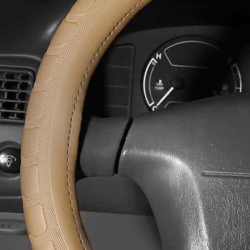 FH Group FH2006BEIGE Universal Fit Microfiber Embossed Leather Beige Steering Wheel Cover fits most Cars, SUVs, and Trucks in Saudi Arabia