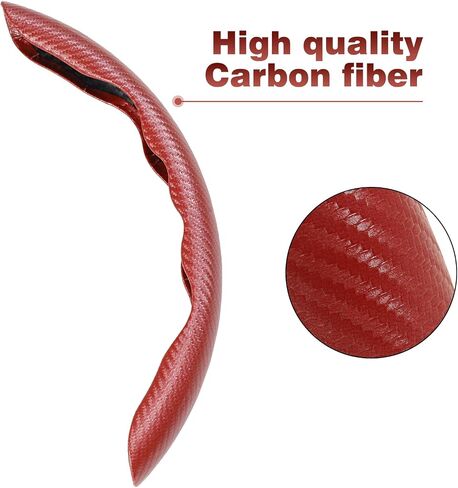 BokWin 2 Pairs Steering Wheel Cover 11.4 Inch Carbon Fiber Steering Wheel Cover Non Slip Car Wheel Protector for Women and Men(Red) in Saudi Arabia