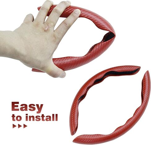 BokWin 2 Pairs Steering Wheel Cover 11.4 Inch Carbon Fiber Steering Wheel Cover Non Slip Car Wheel Protector for Women and Men(Red) in Saudi Arabia