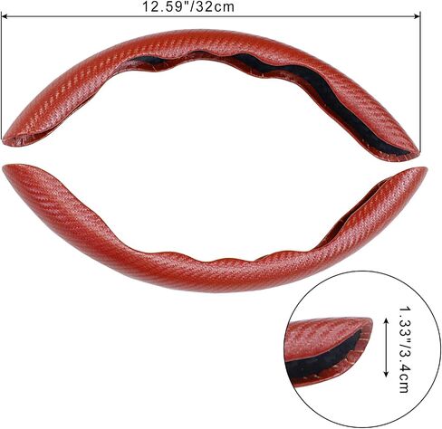 BokWin 2 Pairs Steering Wheel Cover 11.4 Inch Carbon Fiber Steering Wheel Cover Non Slip Car Wheel Protector for Women and Men(Red) in Saudi Arabia