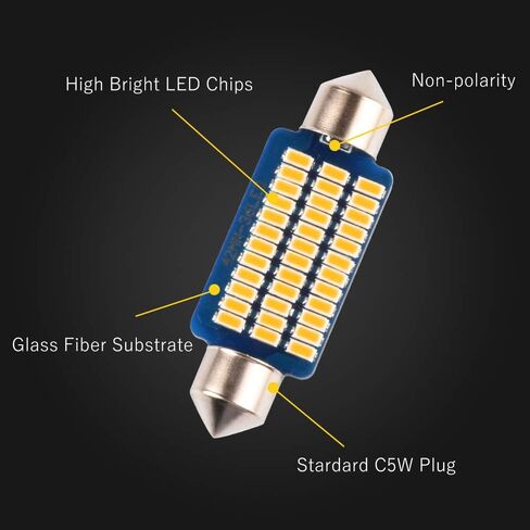 1797 LED Dome Light 41mm 42mm 211-2 569 578 Bulb Warm White 5000K 3014 SMD for Cars Map License Plate Trunk Interior Lights Lamp Replacement Festoon super Bright 12V 3W 1.65in 2 Pack in Kuwait