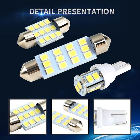 20 PCS Car LED Bulb Kit Set, T10 31 mm 42 mm Festoon Bulbs, LED Replacement Bulbs for Double Pointed Reading Lights License Plate Lights Indoor Lights (White) in Saudi Arabia