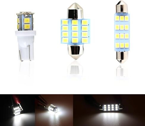 20 PCS Car LED Bulb Kit Set, T10 31 mm 42 mm Festoon Bulbs, LED Replacement Bulbs for Double Pointed Reading Lights License Plate Lights Indoor Lights (White) in Saudi Arabia