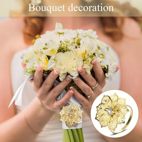 SATINIOR 24 Pack Alloy Napkin Rings with Hollow Out Flower Floral Napkin Holder Rhinestone Napkin Rings for Wedding Banquet Christmas Table Setting(Gold, Silver, Rose Gold) in Saudi Arabia
