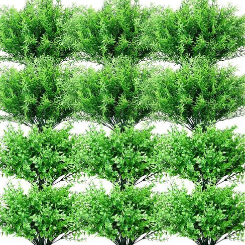 Zeyune 40 Bundles Artificial Grass Plants Outdoor UV Resistant Faux Grass Fake Bushes Plastic Greenery Shrubs Bulk Arrangement for House Outdoor Indoor Decoration Front Porch Window (Fresh) in Saudi Arabia