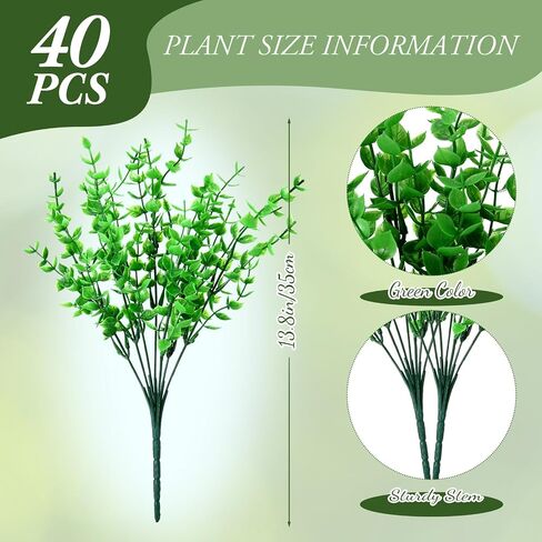 Zeyune 40 Bundles Artificial Grass Plants Outdoor UV Resistant Faux Grass Fake Bushes Plastic Greenery Shrubs Bulk Arrangement for House Outdoor Indoor Decoration Front Porch Window (Fresh) in Saudi Arabia