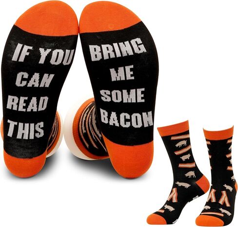 If You Can Read This Bring Me Some Bacon Socks, Funny Gifts For Men & Women, Bacon Socks, Funny Socks, Crazy Socks, Novelty Gifts, Casual Cotton Crew Socks Gift. (083) in Saudi Arabia