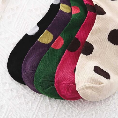 Campsis Women Crew Socks Cute Patterned Sock Polka Dot Casual Socks Colorful Ankle Socks for Women and Girls(5 Pairs) in Saudi Arabia