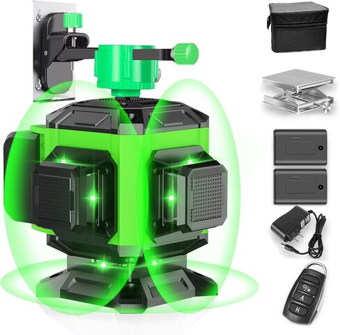 12 Lines Laser Level for Construction and Picture Hanging 3x360° Self Leveling Ultra Visibility Horizontal and Vertical Line Laser Tool Set with 2x Rechargeable battery in Saudi Arabia